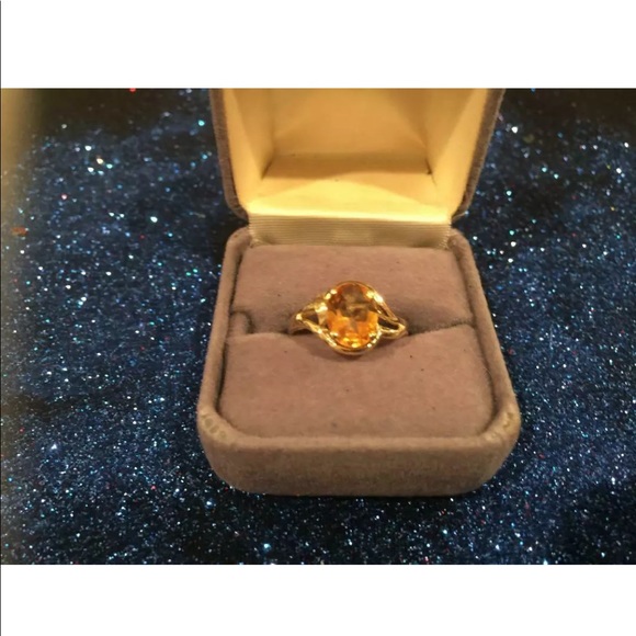 $999 Solid 14k Citrine RingSize 6.75 - Picture 7 of 8